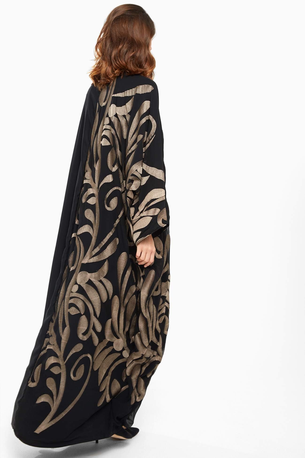 Nukhbaa Womens Premium Abaya Made With Fine Fabric, Comes Matching Hijab AJ728A