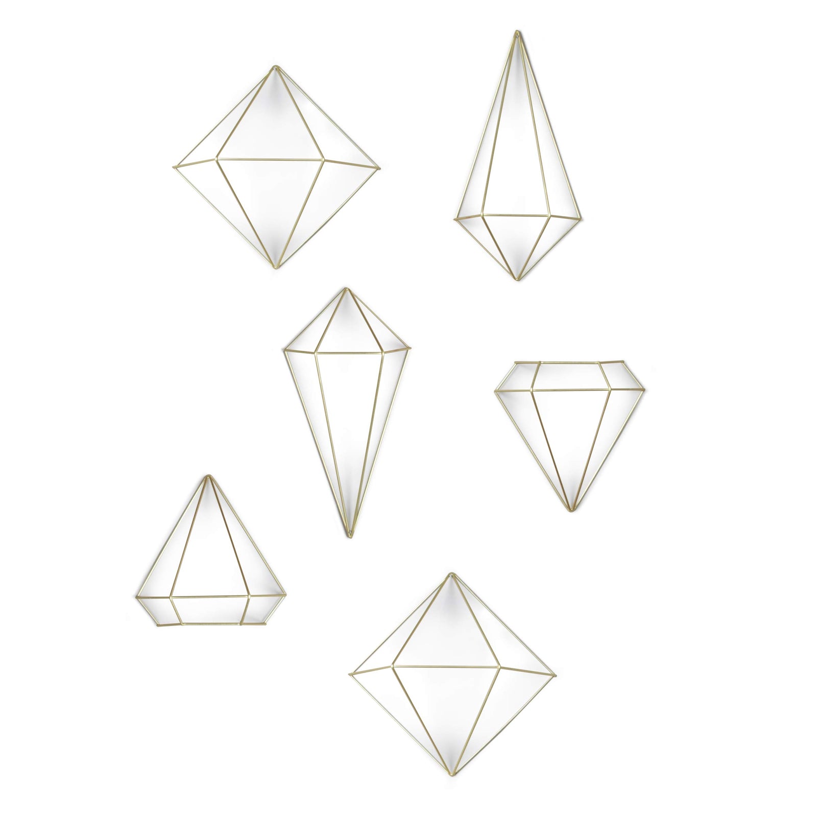 Umbra Prisma Geometric Sculptures, Decorate Your Wall with Modern Metallic Wire Shapes, Table top, Ceiling Décor, Set of 6, Copper for Kitchen