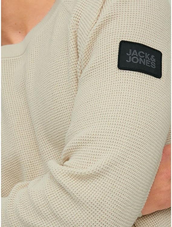 Jack & Jones mens Classic Waffle Knit Crew Neck Sweater (pack of 1)