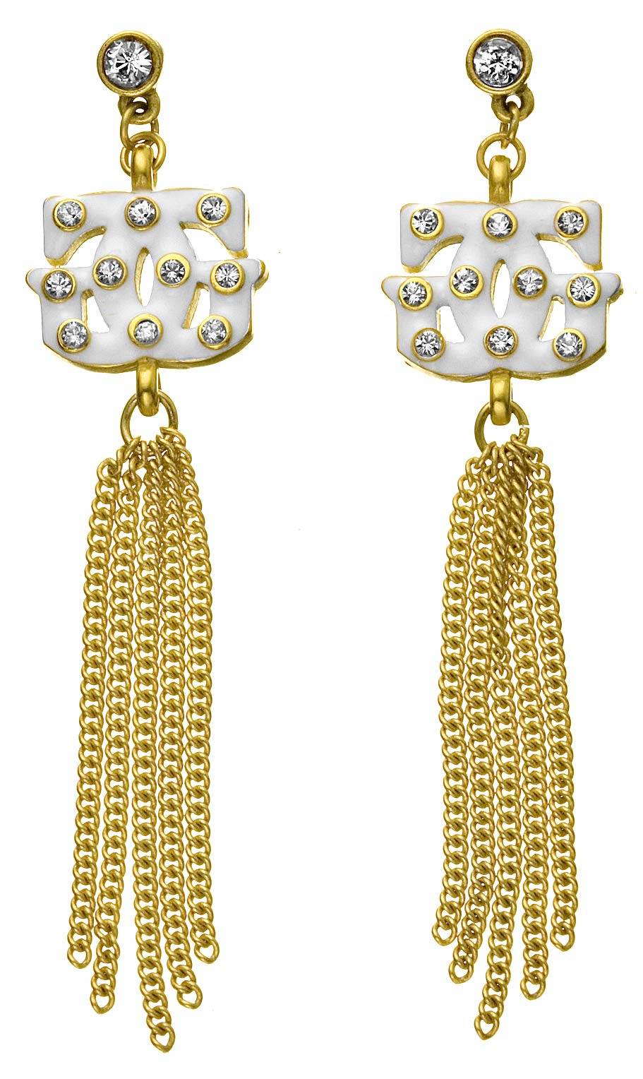 Guess UFE30804 Two-tone Multi Chain Embellished Logo Dangle Earrings for Women, Zircon