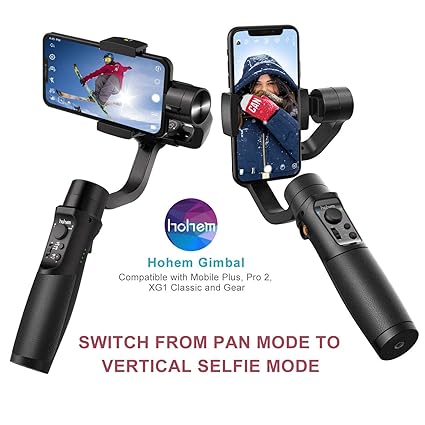 Gimbal Stabilizer for Smartphone, 3-Axis Phone Gimbal for Android and iPhone 13,12,11 PRO, Stabilizer for Video Recording with Face/Object Tracking, 600 °Auto Rotation - hohem iSteady Mobile Plus