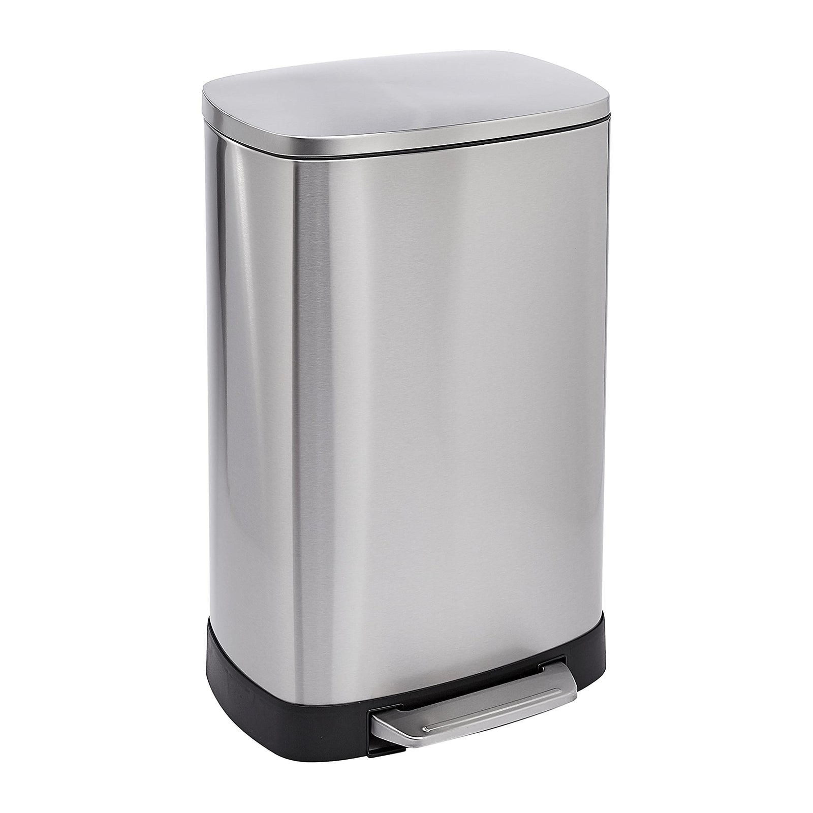 AmazonBasics Rectangle Soft-Close Trash Can with High Base - 50 Liter