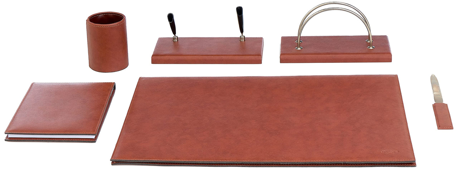 ORNA Desk Set, Leather, Brown, 6 PCS, 22028MU2300, ITALY