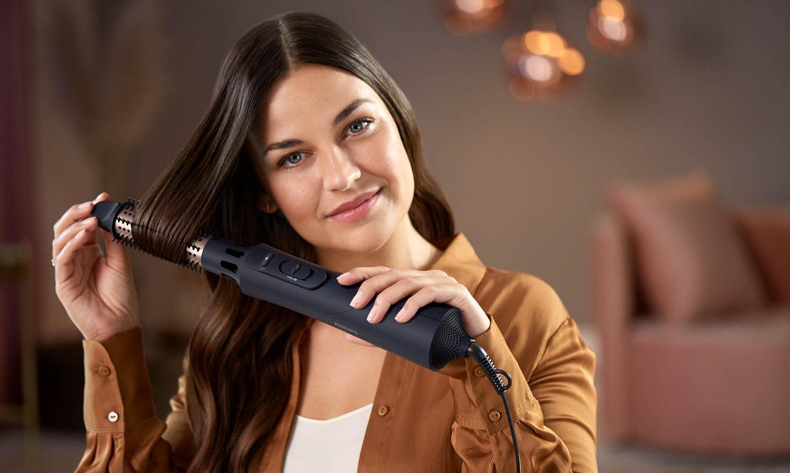 Philips 5000 Series Air Styler for Drying & Styling in one-go, from wet to dry styling with ionic care and argan-oil infused brush, 5 attachments, Black - BHA530/03