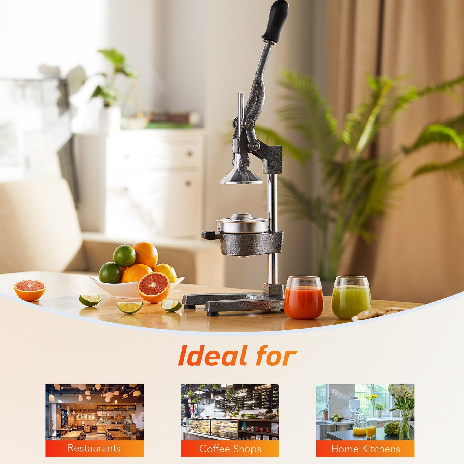 CO-Z Commercial Grade Citrus Juicer Professional Hand Press Manual Fruit Juicer Orange Juice Squeezer for Lemon Lime Pomegranate (multicolor, Cast Iron/Stainless Steel)