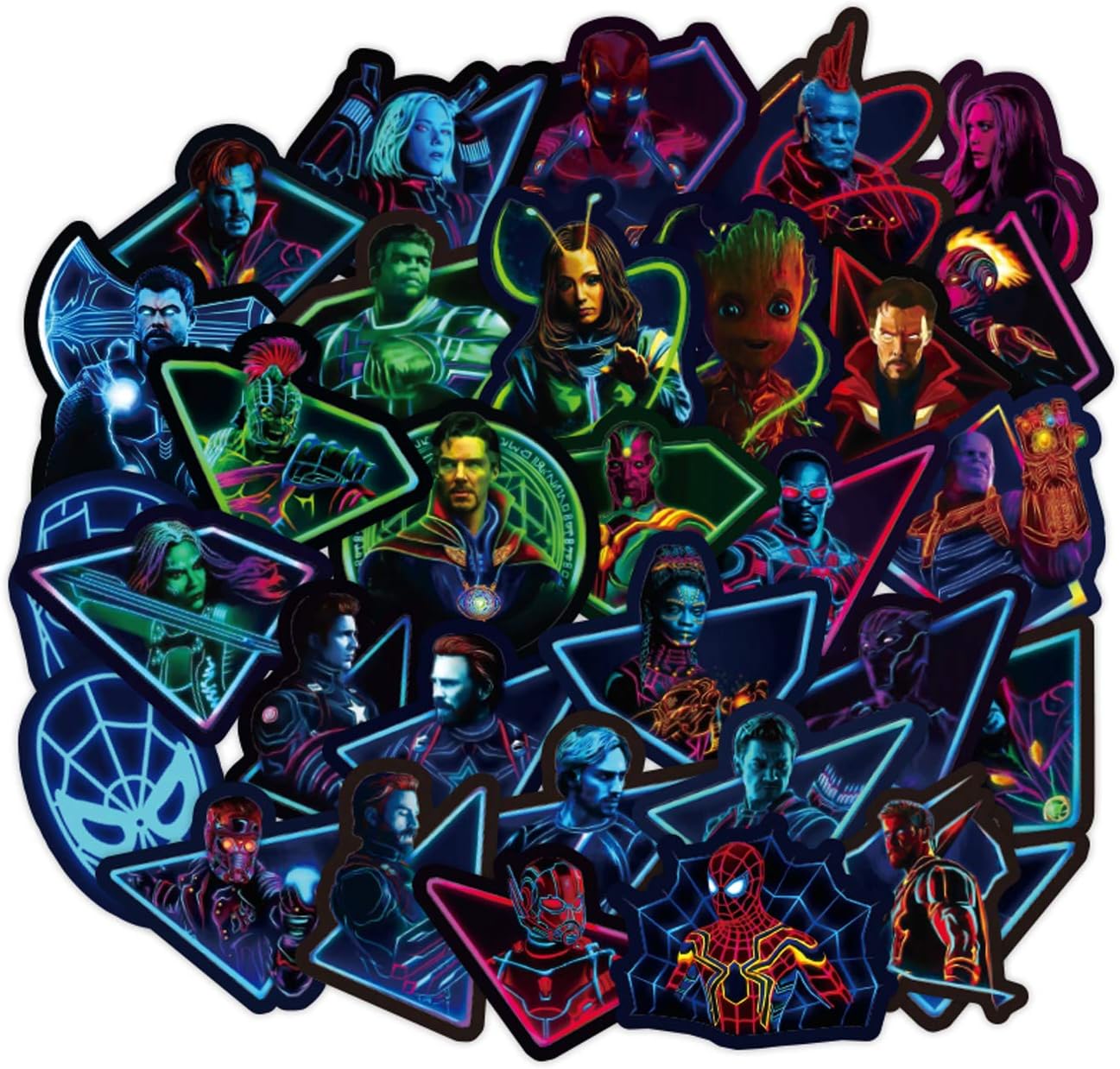 Superhero Stickers 100pcs Marve_l Luminous Stickers for Water Bottle Skateboard Guitar Motorcycle Luggage Waterproof Vinyl Graffiti Stickers