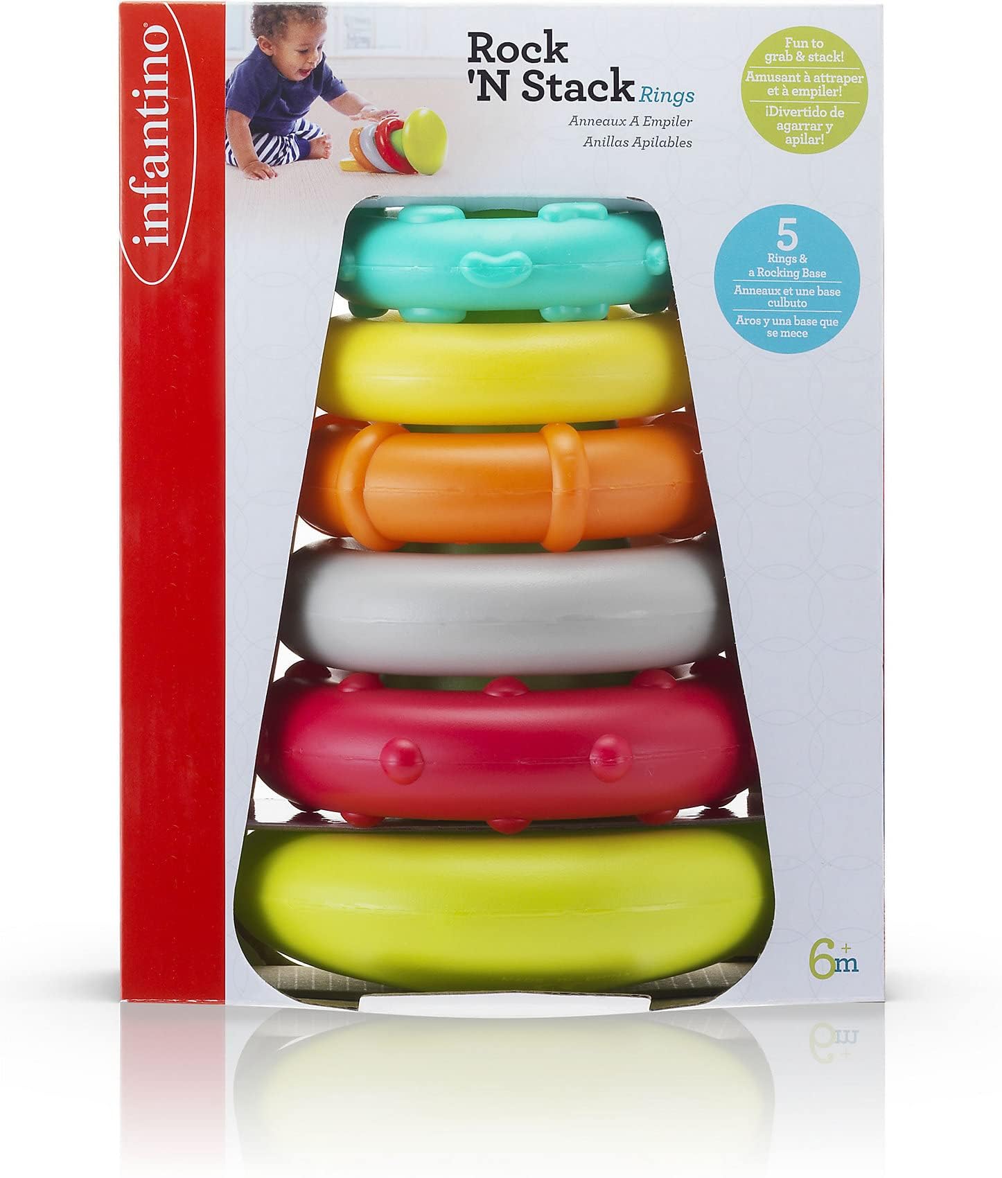 Infantino Rock'N Stack Rings Baby Activity , Learning & Developing Toys, Multicolor, Rock'N Stack Rings, Large