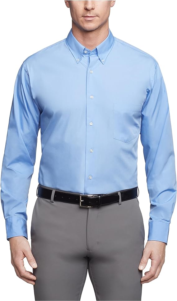 Van Heusen Men's Dress Shirts - Regular Fit Silky Poplin Solid