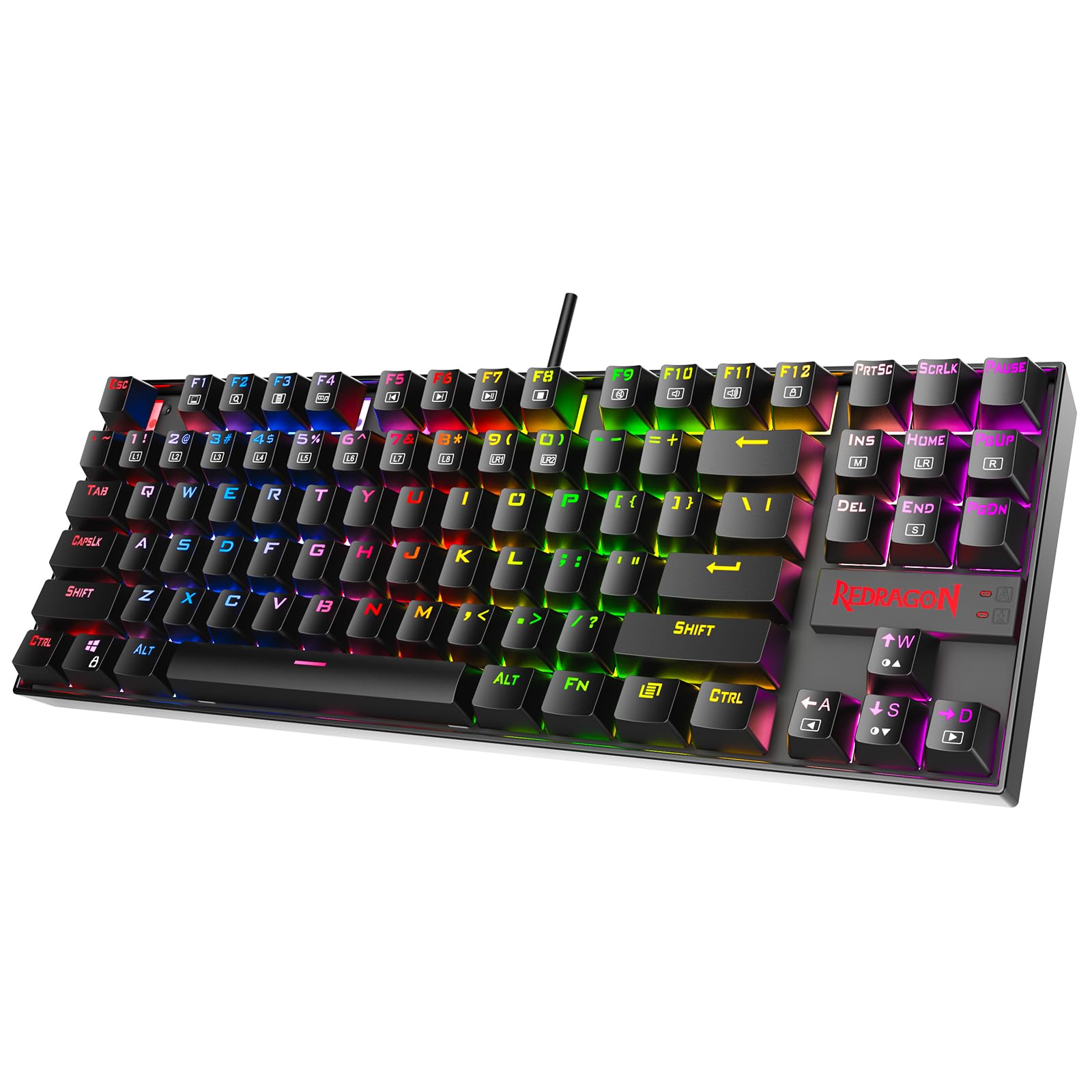 Redragon K552 Mechanical Gaming Keyboard RGB LED Backlit Wired with Anti-Dust Proof Switches for Windows PC (Black, 87 Key Blue Switches)