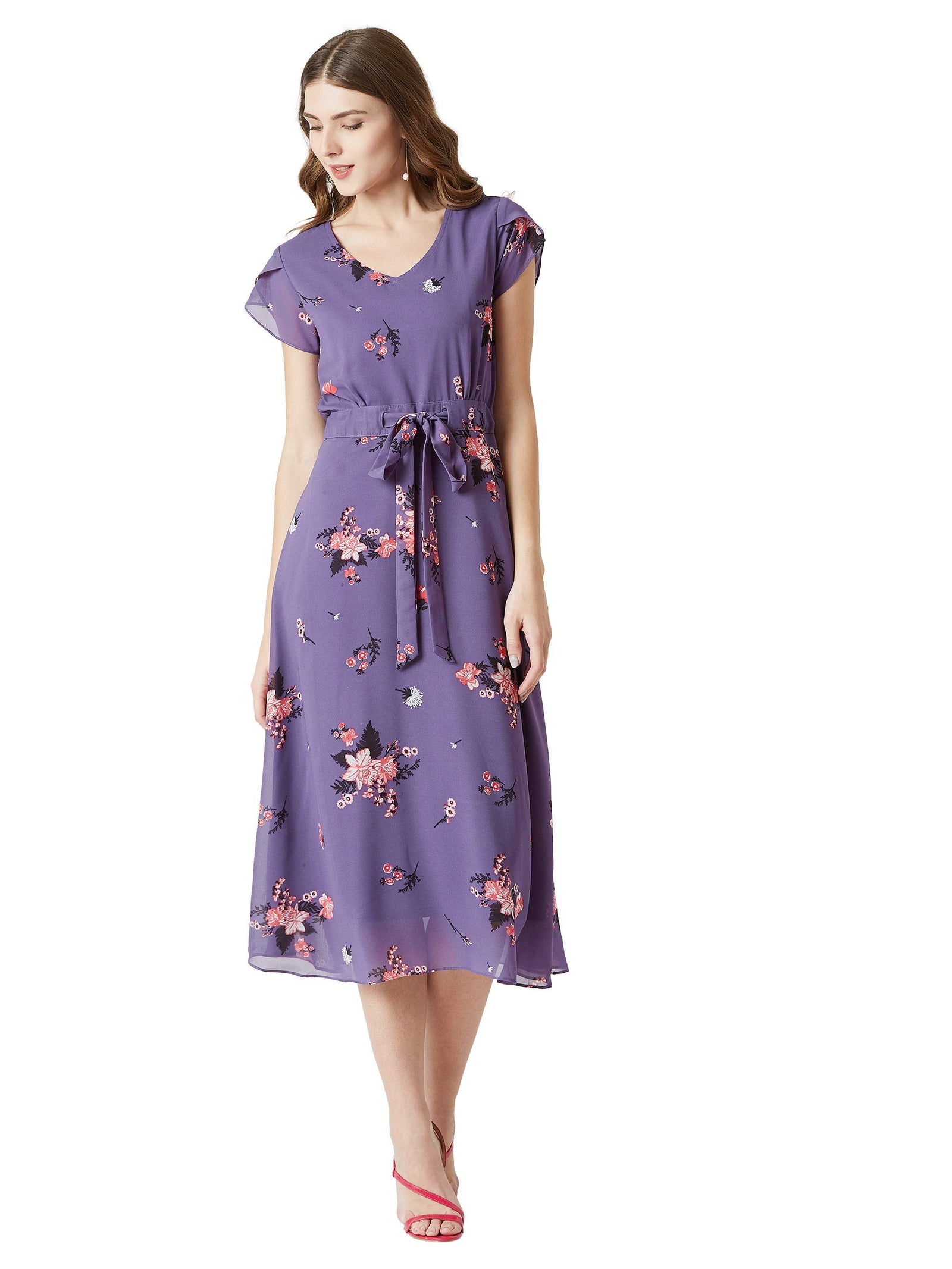 Miss Olive Women's Georgette Shift Midi Dress