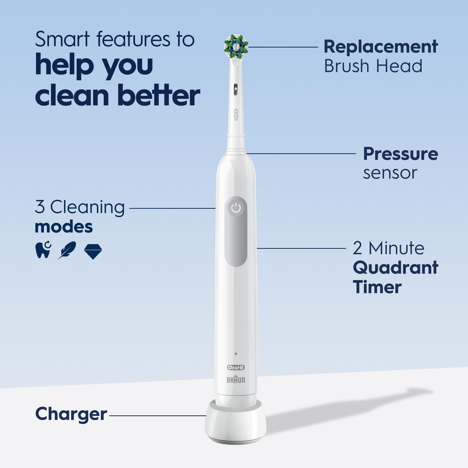 Oral-b Pro 1000 Crossaction Electric Toothbrush, Powered By Braun, Black and White, 2 Count