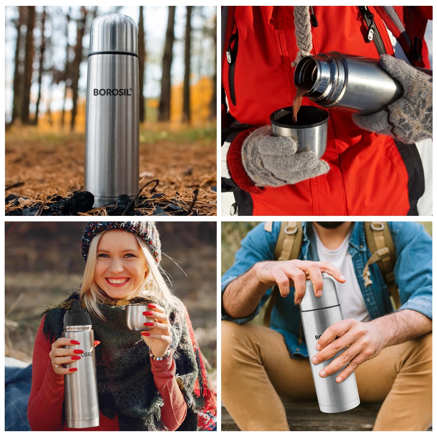 Borosil Stainless Steel Hydra Thermo Double Wall Copper Coated Inner Vacuum Insulated Flask with Blue Jacket |Water Bottle|Thermos|Sports Bottle|Yoga Bottle|Outdoor|Reusable Leak Proof 1000 ml