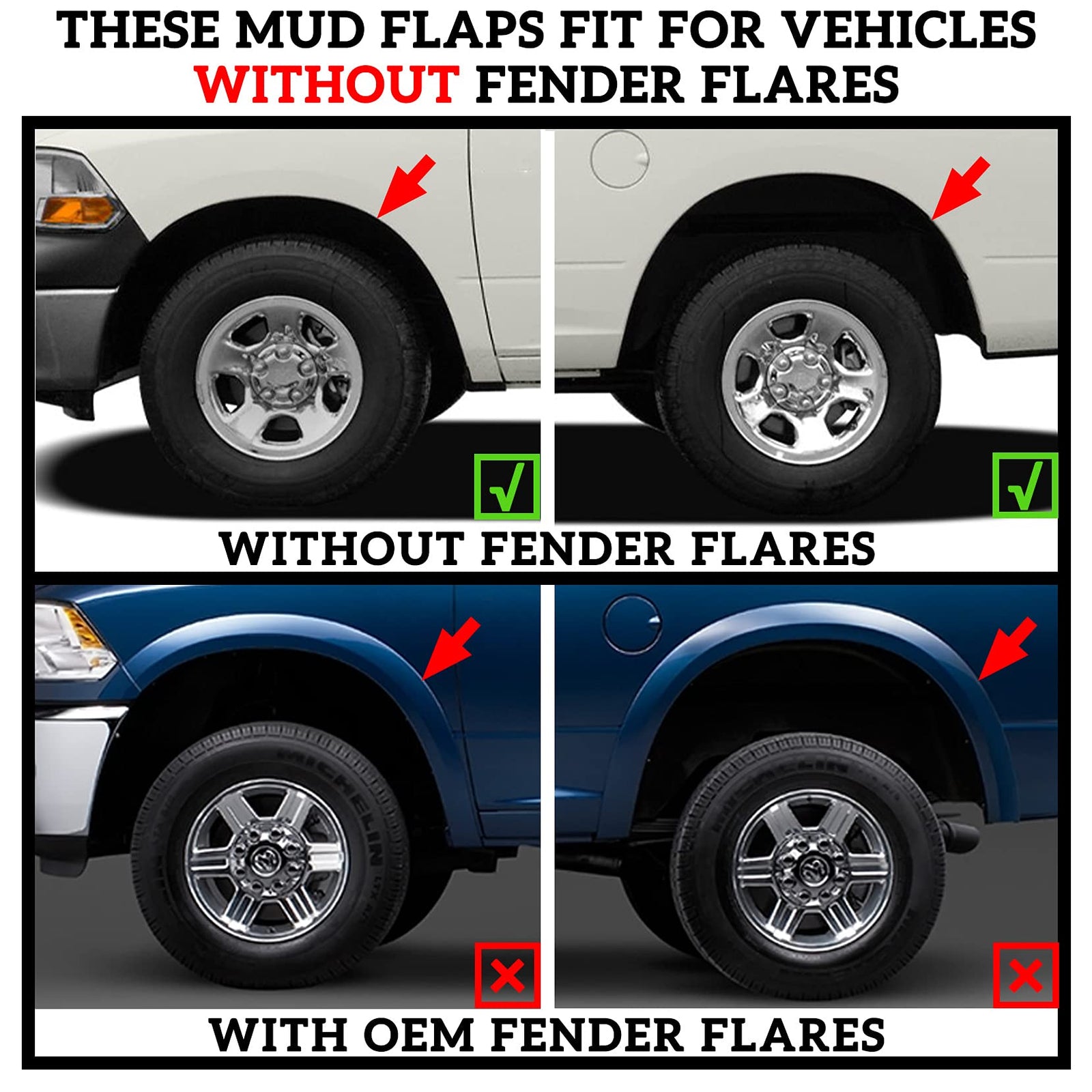 KEWISAUTO Mud Flaps Splash Guards for Dodge Challenger 2015-2023, Front Rear Mud Splash Guards Kit Heavy Duty Molded for Dodge Challenger 2015-2023(4PCS, Without Fender Flares)