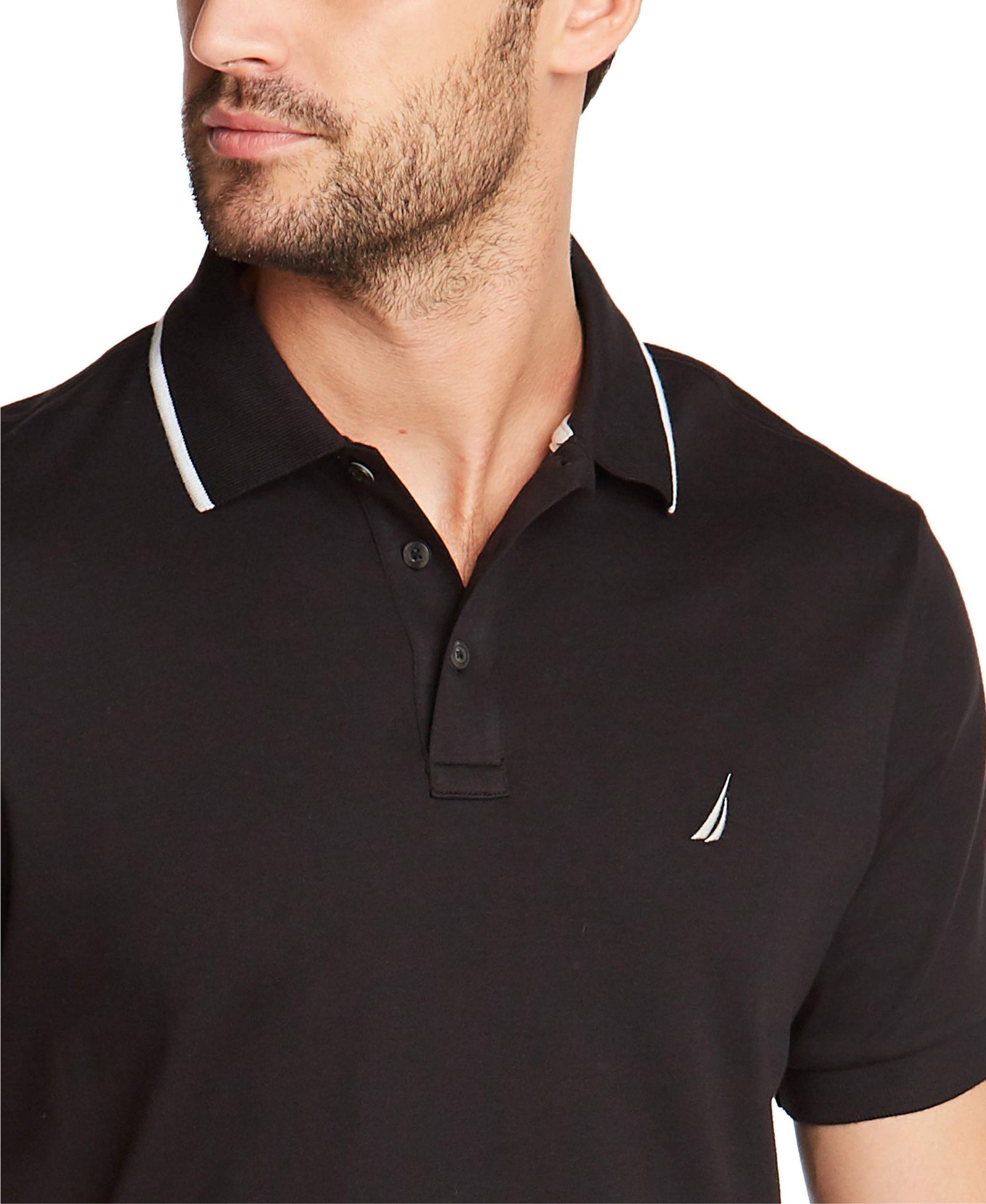 Nautica Men's Classic Fit Short Sleeve Dual Tipped Collar Polo Shirt