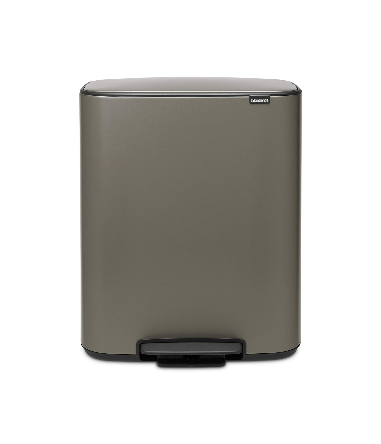 Brabantia Bo Pedal Bin - 60L Inner Bucket (Platinum) Large Waste Kitchen Bin - Soft Closing Lid