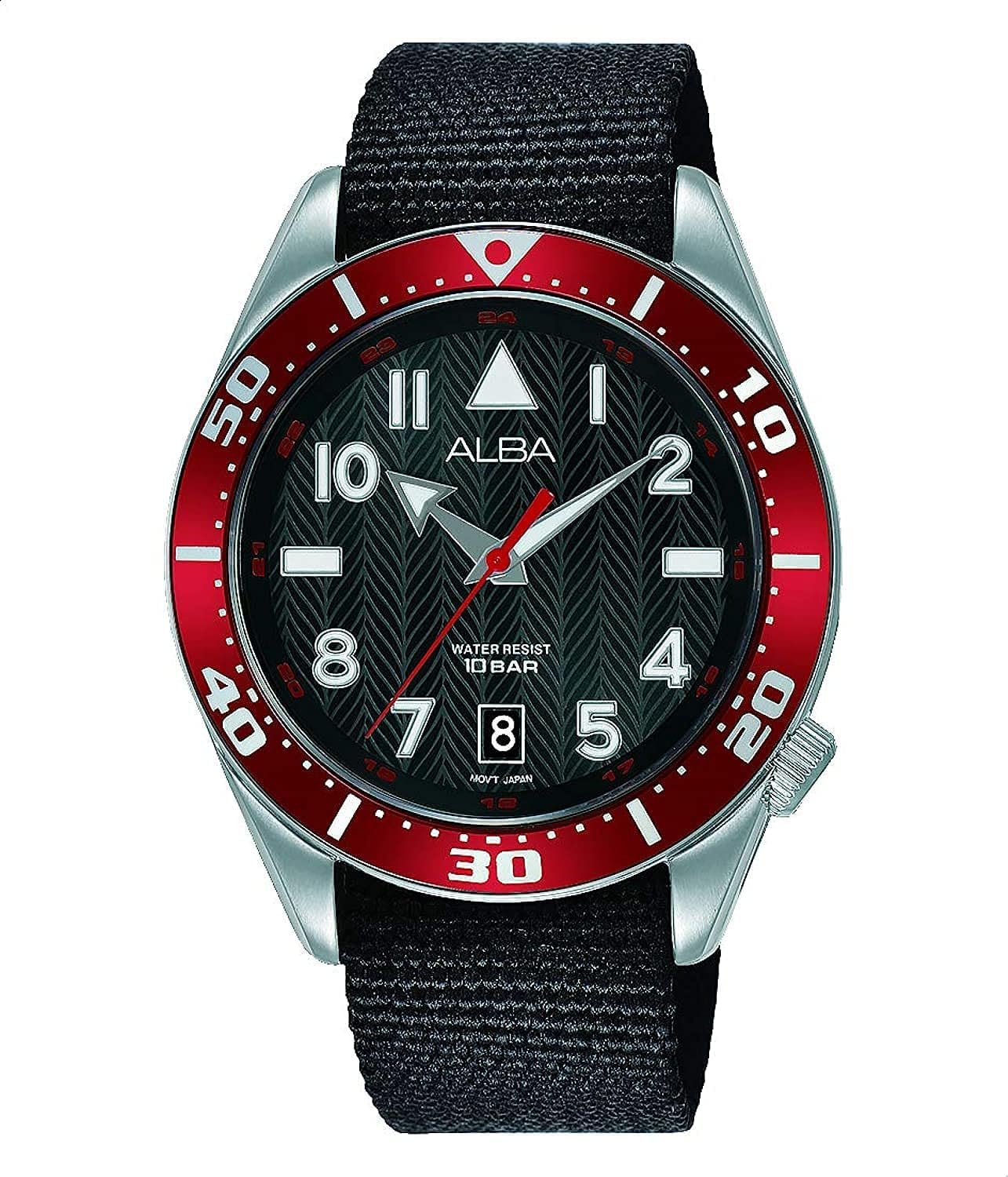 Alba Active AS9K49X Nylon Round Analog Water Resistant Watch for Men - Black, strap