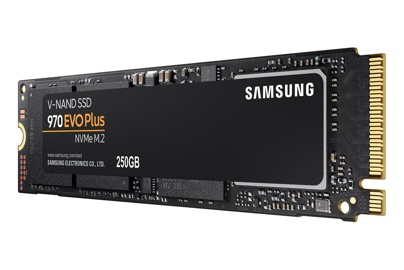 Samsung 970 Evo Plus 250 GB SSD interface M.2 NVME Write speed 2300 MBs Read speed 3500 MBs