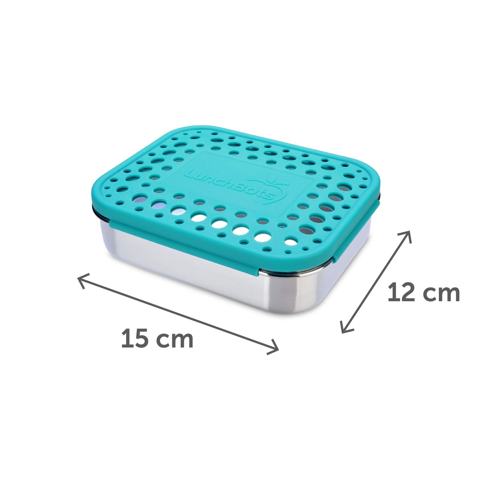 LunchBots Trio II Stainless Steel Food Container - Three Section Design Perfect for Healthy Snacks, Sides, or Finger Foods On the Go - Eco-Friendly, Dishwasher Safe and BPA-Free - Aqua Dots