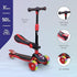 MOON Xplora Baby/Kids 3 Wheel-Scooter Outdoor & Sports Scooter Toy with Seat LED Light Up Wheels Height Adjustable Handle Suitable from 3Years+ Holds Upto 50Kg - Red and black.