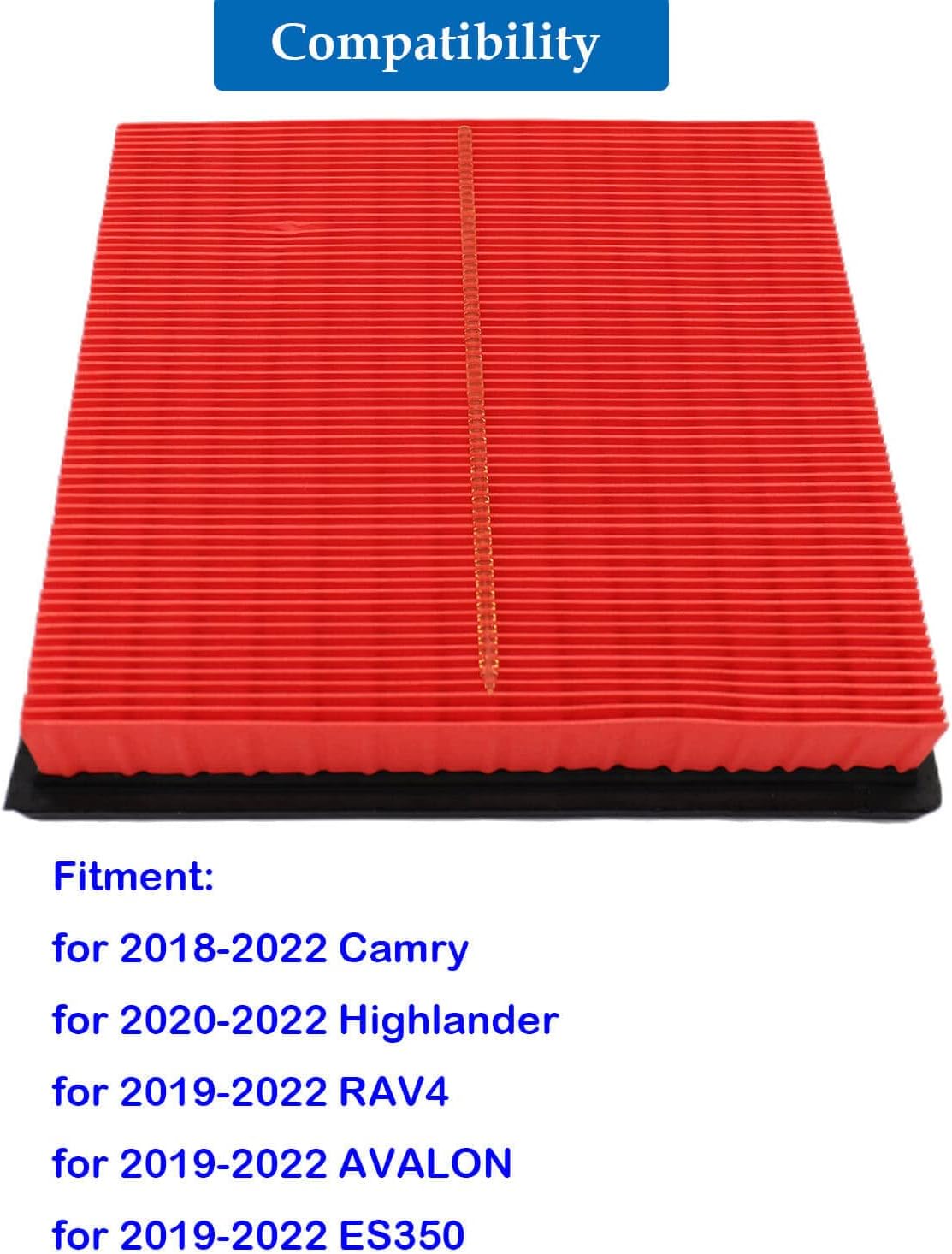 ACCYPRO Engine Air Filter 17801-25020 Compatible with 2018-2022 Camry, 2020-2022 Highlander,2019-2022 RAV4,2019-2022 AVALON,2019-2022 ES350