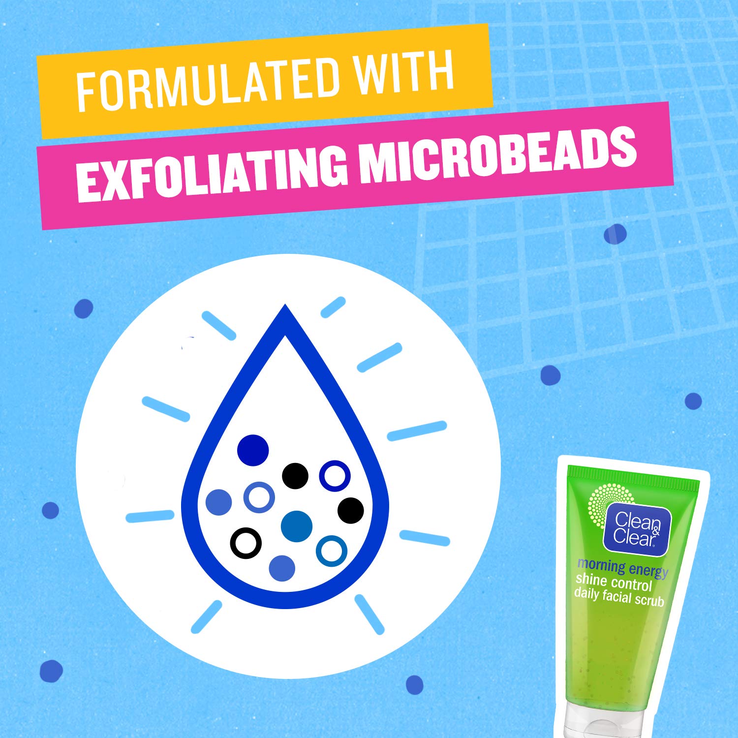 Clean & Clear Daily Face Scrub, Morning Energy, Shine Control, with exfoliating beads that exfoliate and remove dirt, oil and impurities , 150ml