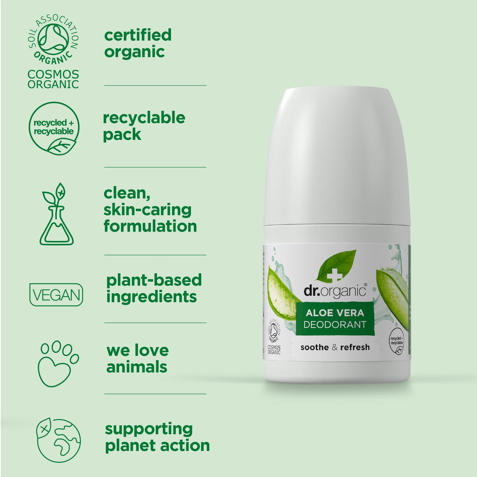 Dr. Organic Deodorant Roll-On, 50ml