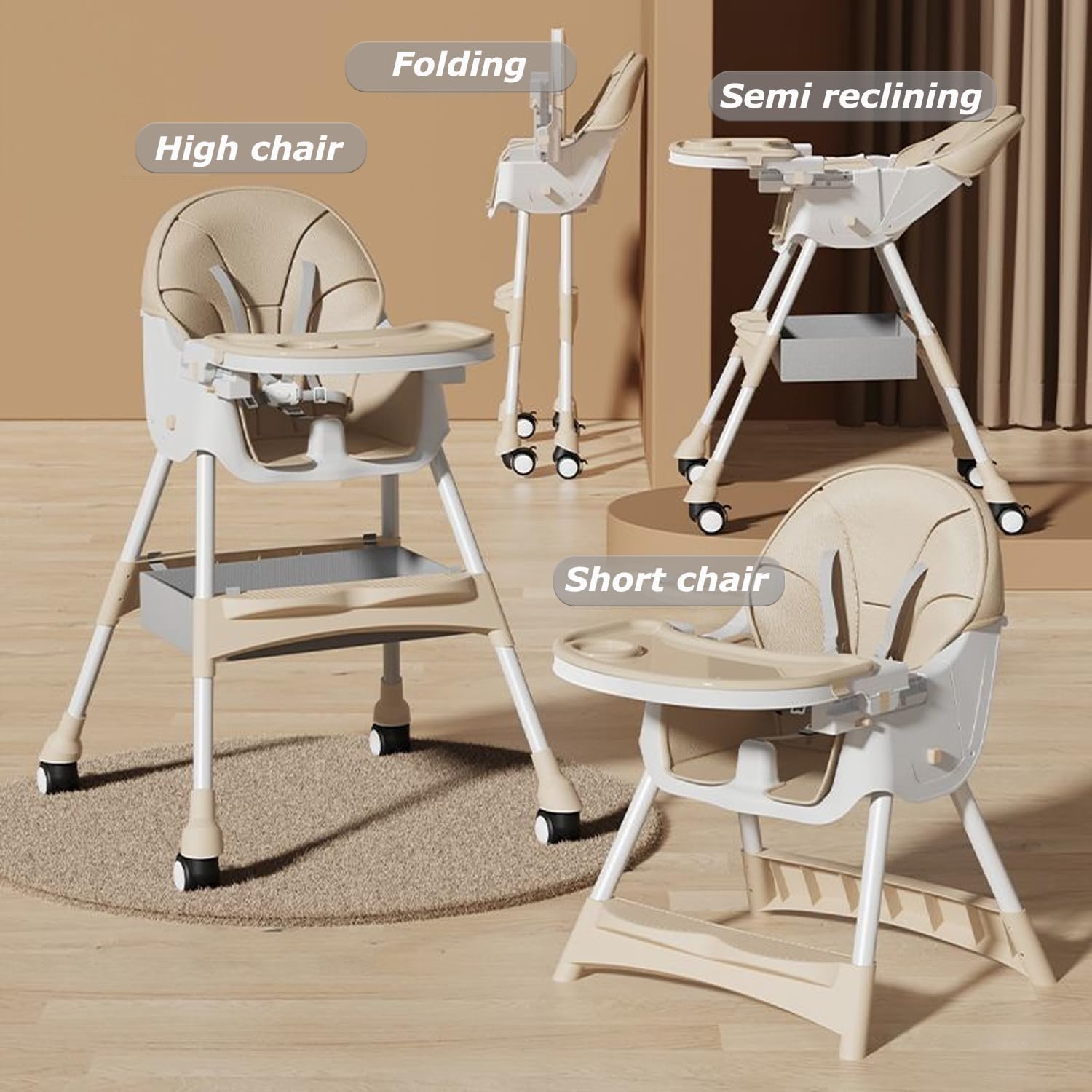 OYDAS High Chair Baby Feeding,4 in 1 high Chairs for Baby and Toddlers,High Chair baby Feeding,Travel Foldable High ChAir with Foot Rest,Baby Eating Chair,Adjustable Height & Recline (gg157)