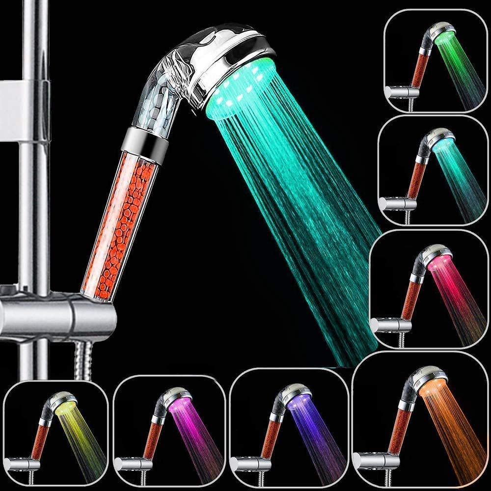 Rovtop High Pressure Water Saving 7 Colors Changing Light Handheld Spa Shower Head…