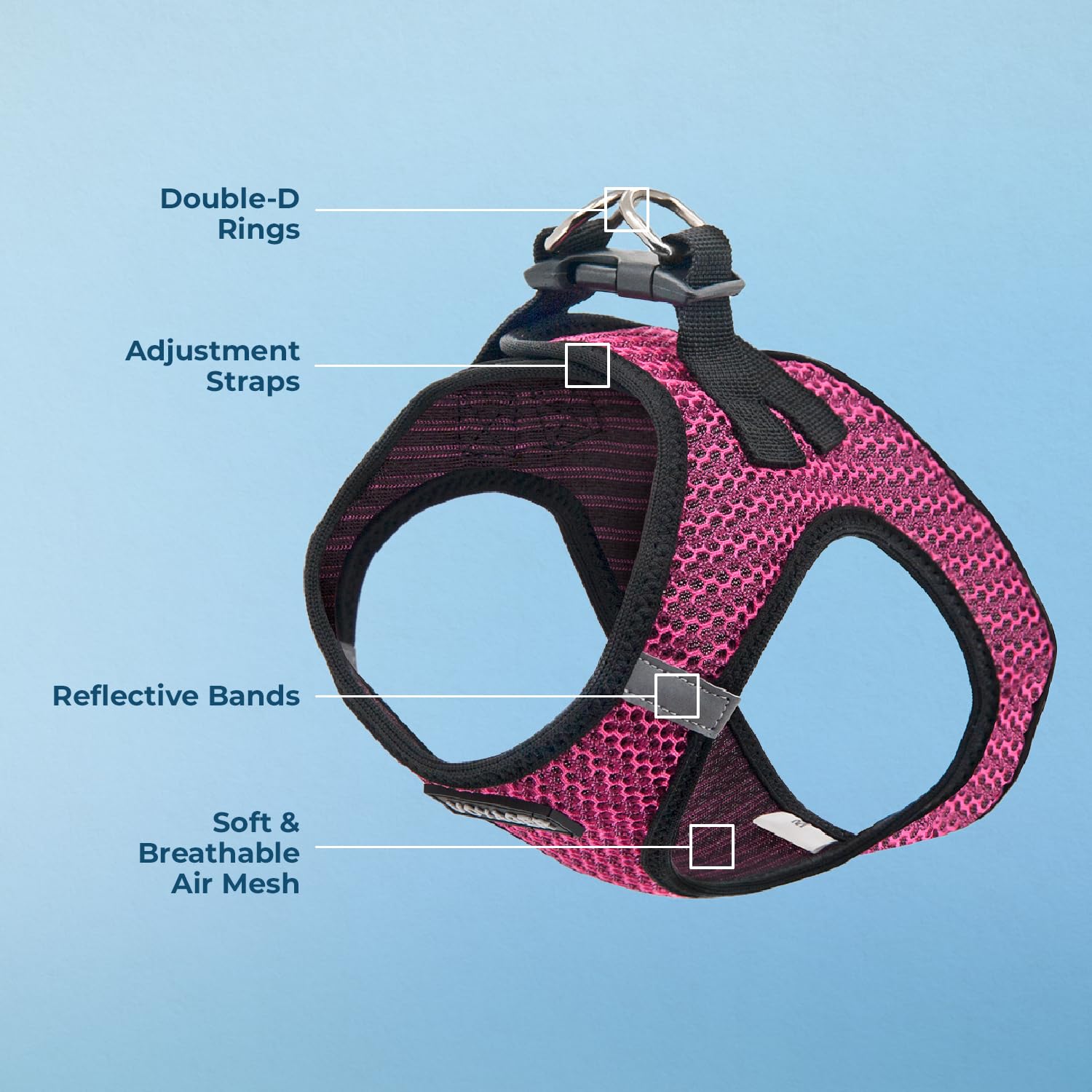 Best Pet Supplies Voyager Step-in Air Dog Harness - All Weather Mesh Step in Vest Harness for Small and Medium Dogs - Fuchsia (2-Tone), XS