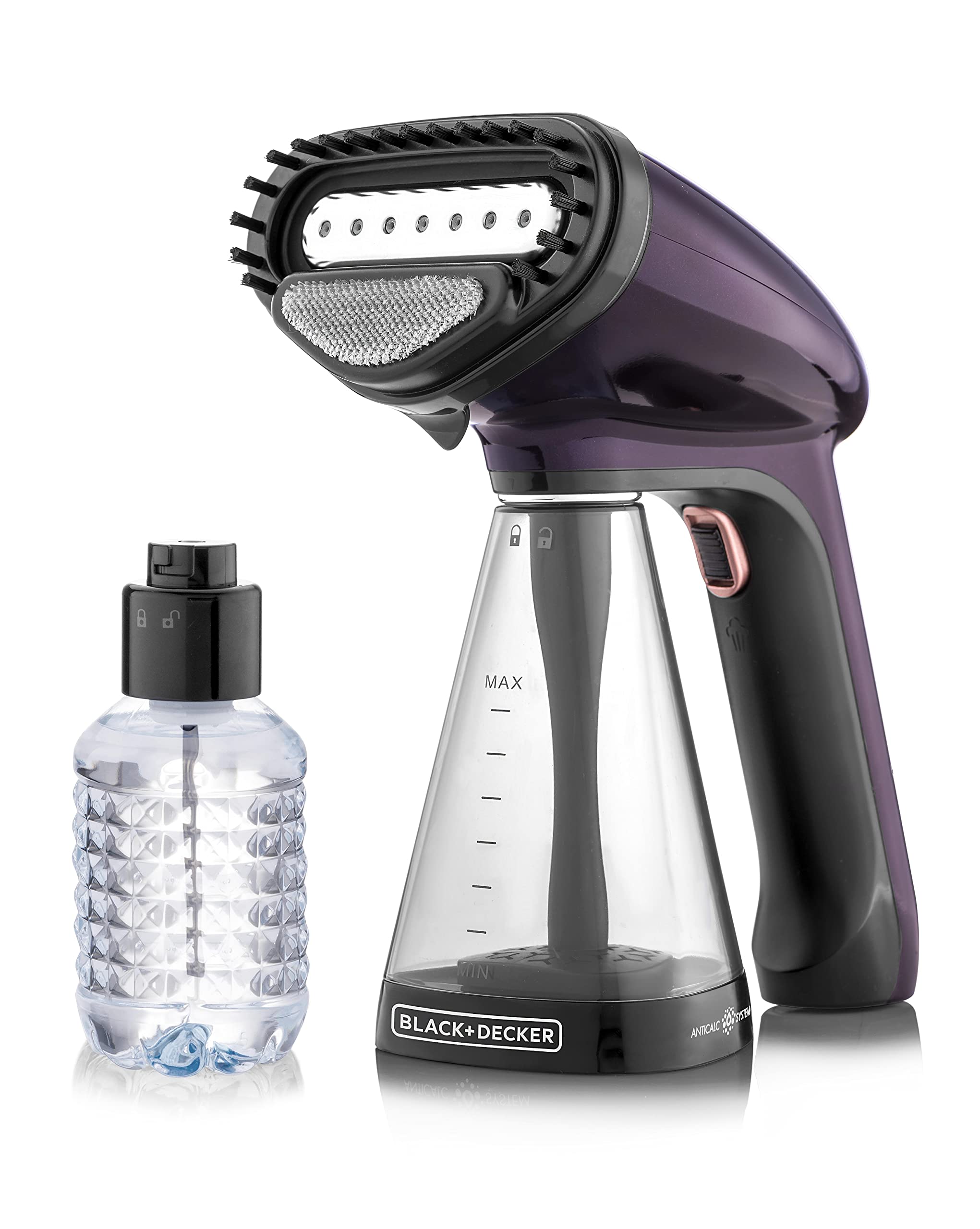 Black & Decker Portable Garment Steamer with Universal Bottle Adapter - 1500W, Dark Purple (HST1500-B5)