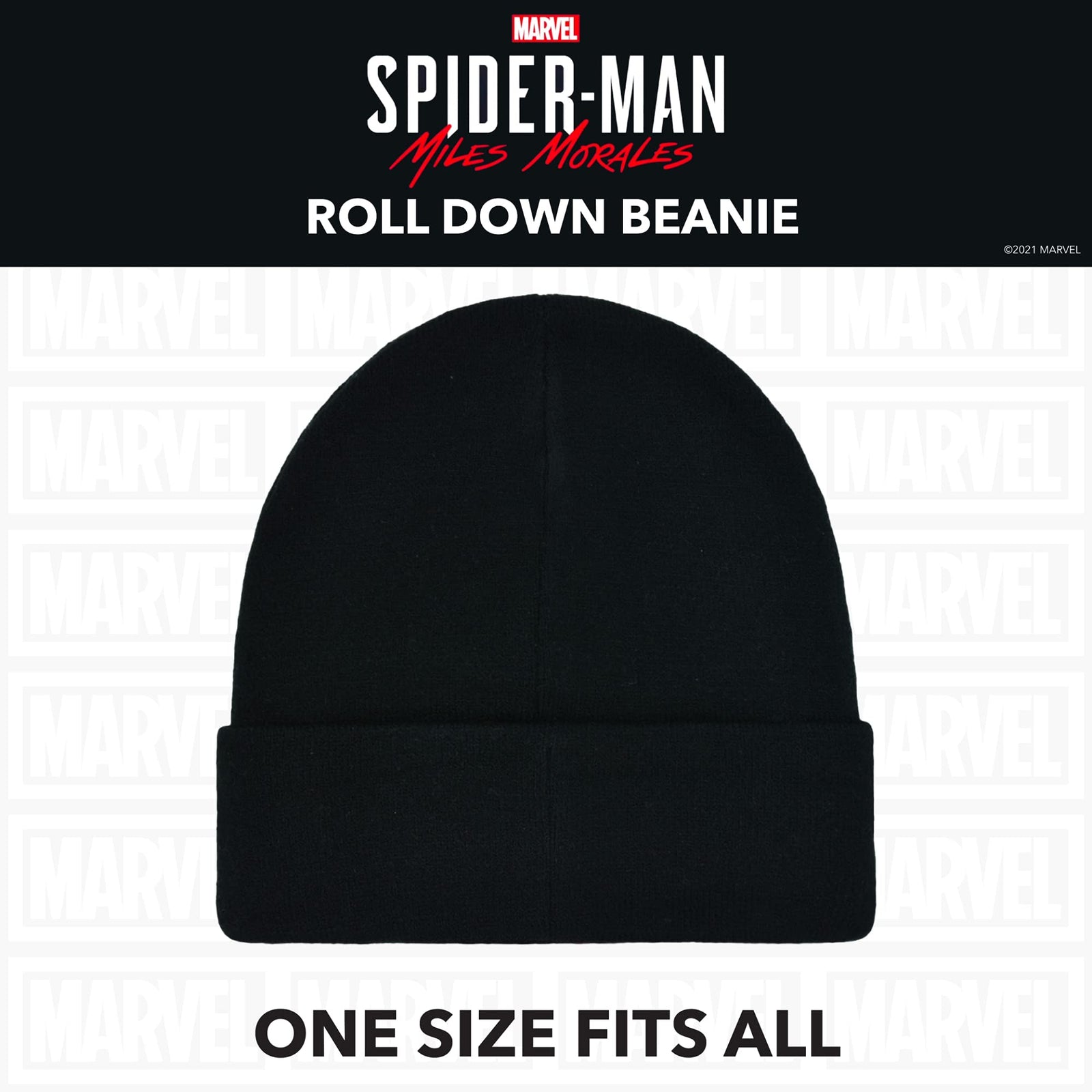 Concept One unisex-adult Marvel Spider-man Miles Morales Roll Down Cuff Beanie Hat, Knitted Winter Skull Cap Beanie Hat