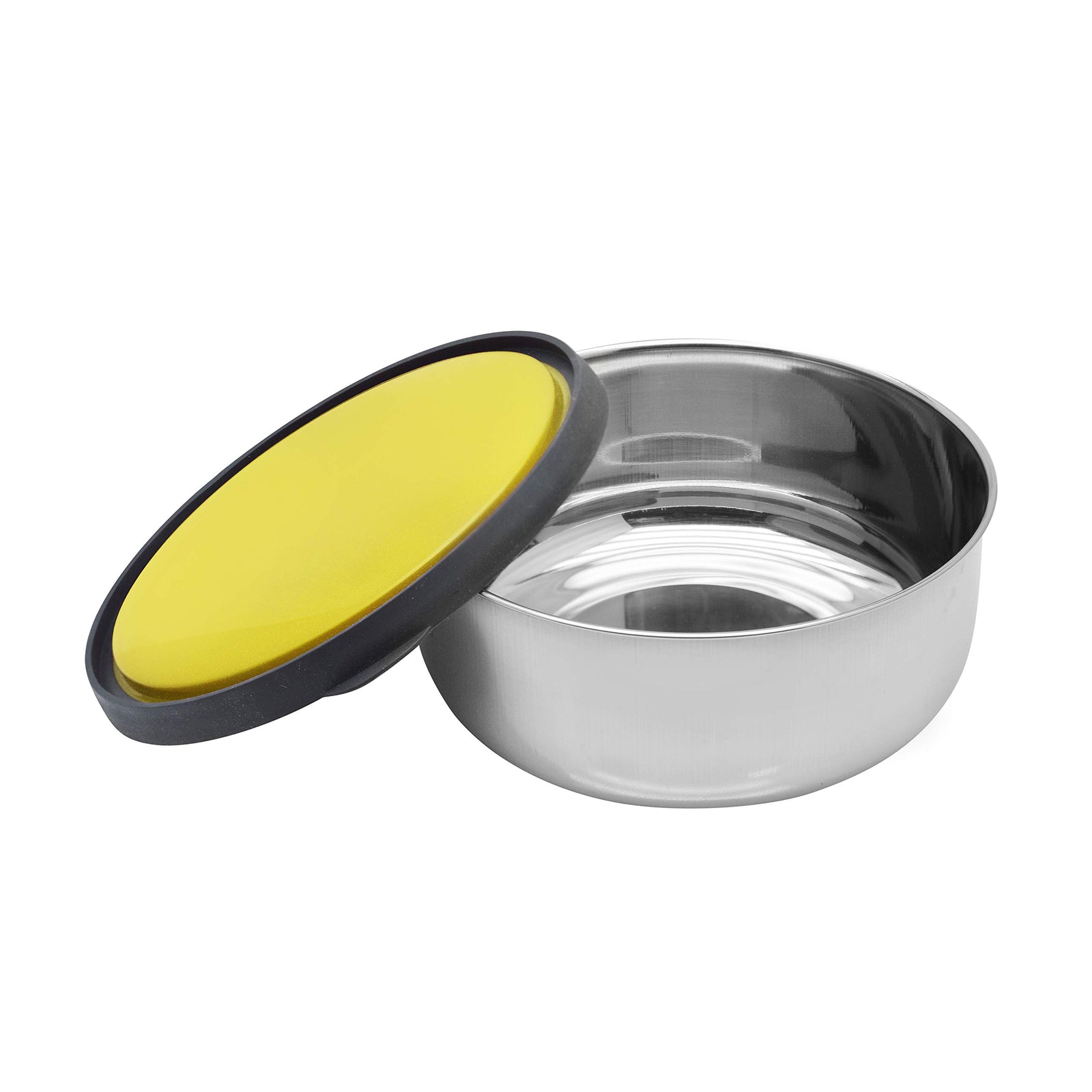 Raj Steel Storage Bowl With Yellow Plastic Lid -18 Cm, PD0004, Nuts Bowl , Food Container , Serving Bowl, Lunch Box