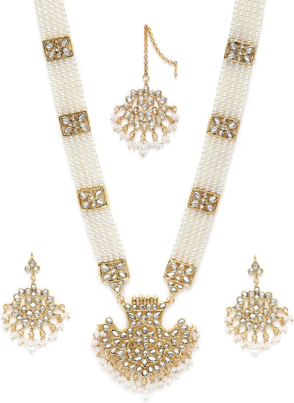 ZAVERI PEARLS Wedding Pearl Jewellery Set For Women (Golden) (ZPFK9802)