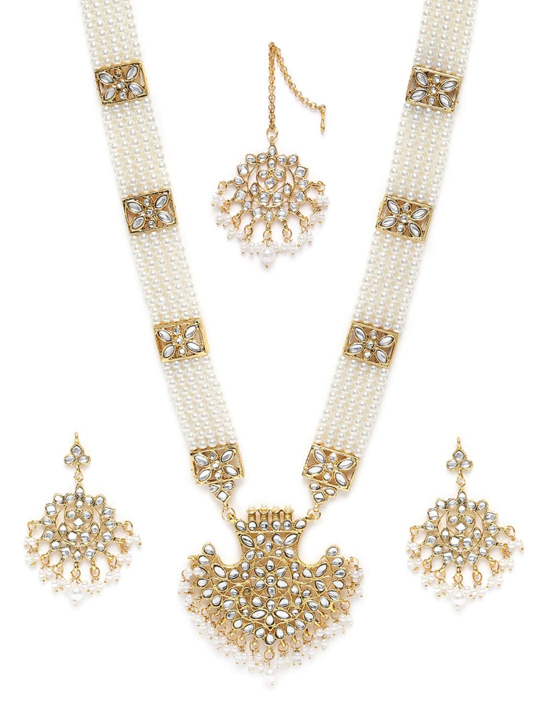 ZAVERI PEARLS Wedding Pearl Jewellery Set For Women (Golden) (ZPFK9802)