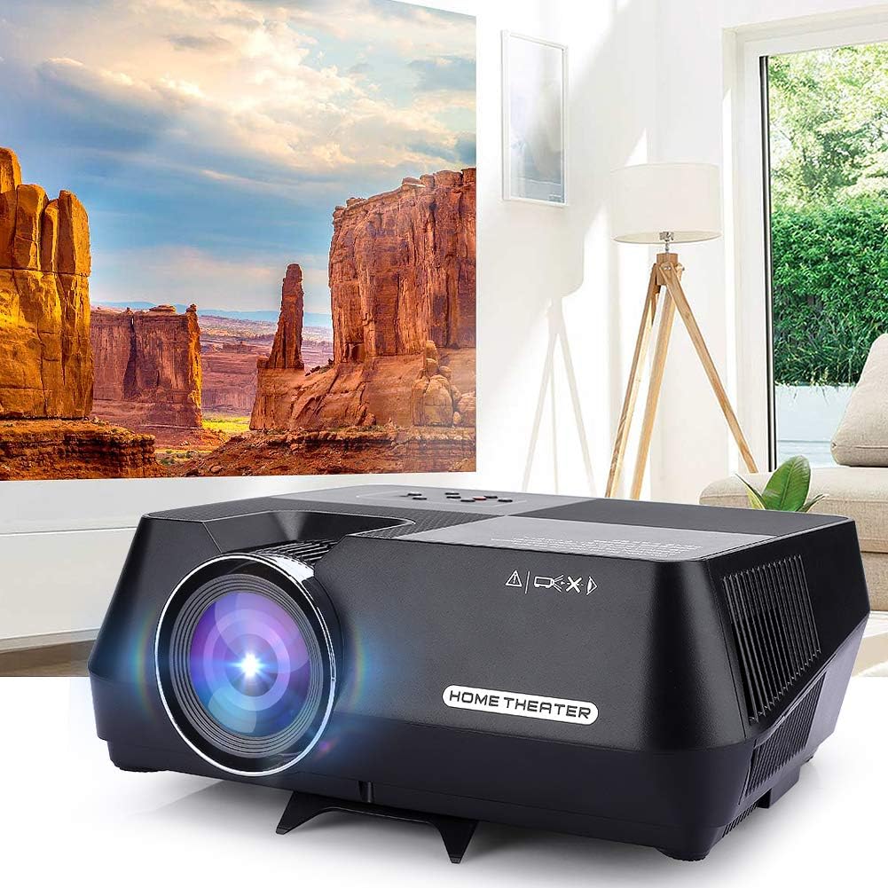 480p LCD Mini Portable Projector Home Cinema Theater Media Player, 480p Lcdmini Prtable Projector with 1080p Hd Remote Control, Diffuse Imaging Video Projector for Healthier Viewing(Black)