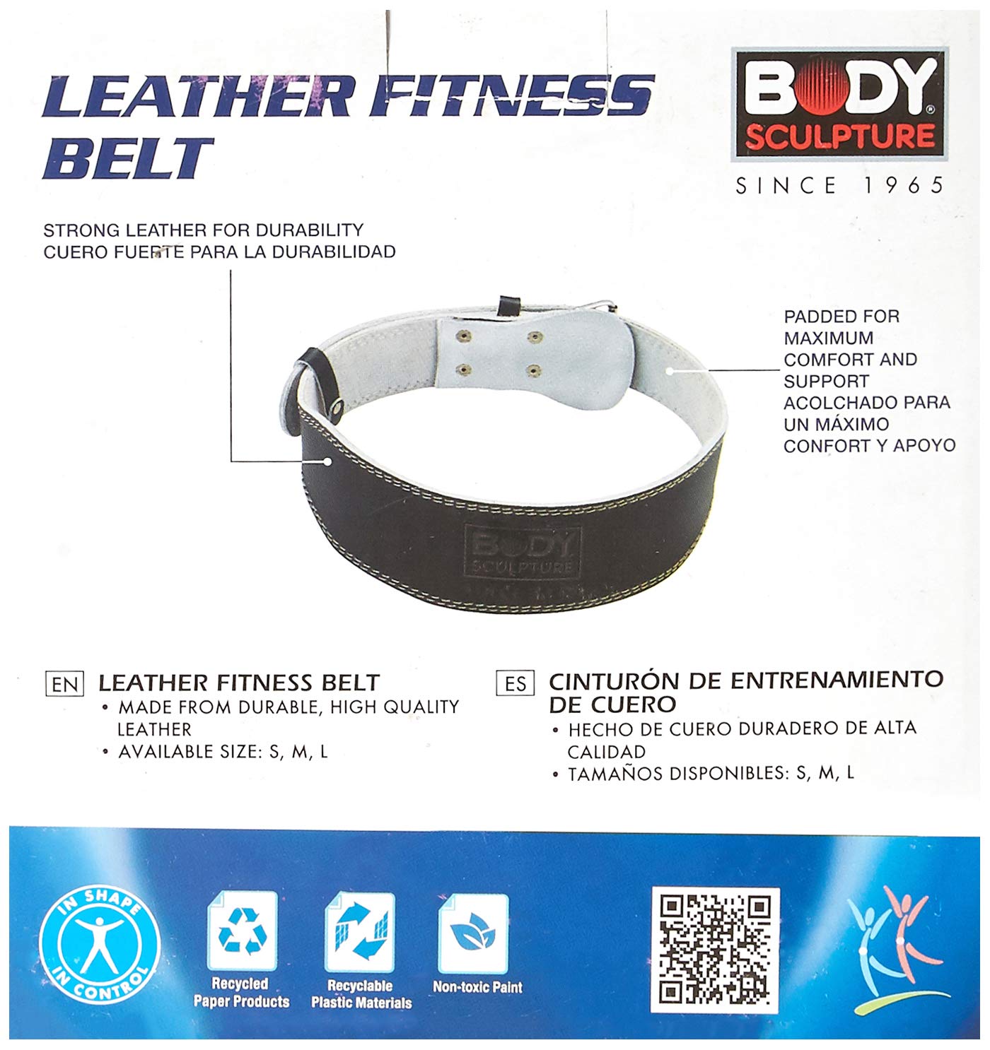 Body Sculpture BW-503-L Leather Weight-Lifting Belt - Black, Large