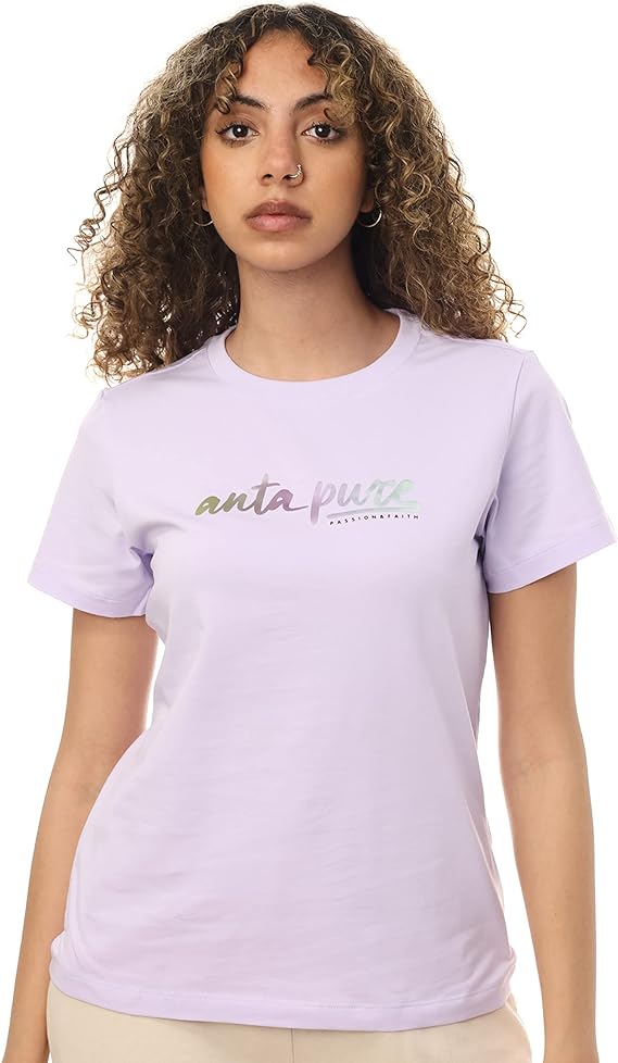 ANTA SS TEE For WOMEN, PURPLE, S, PURPLE, S