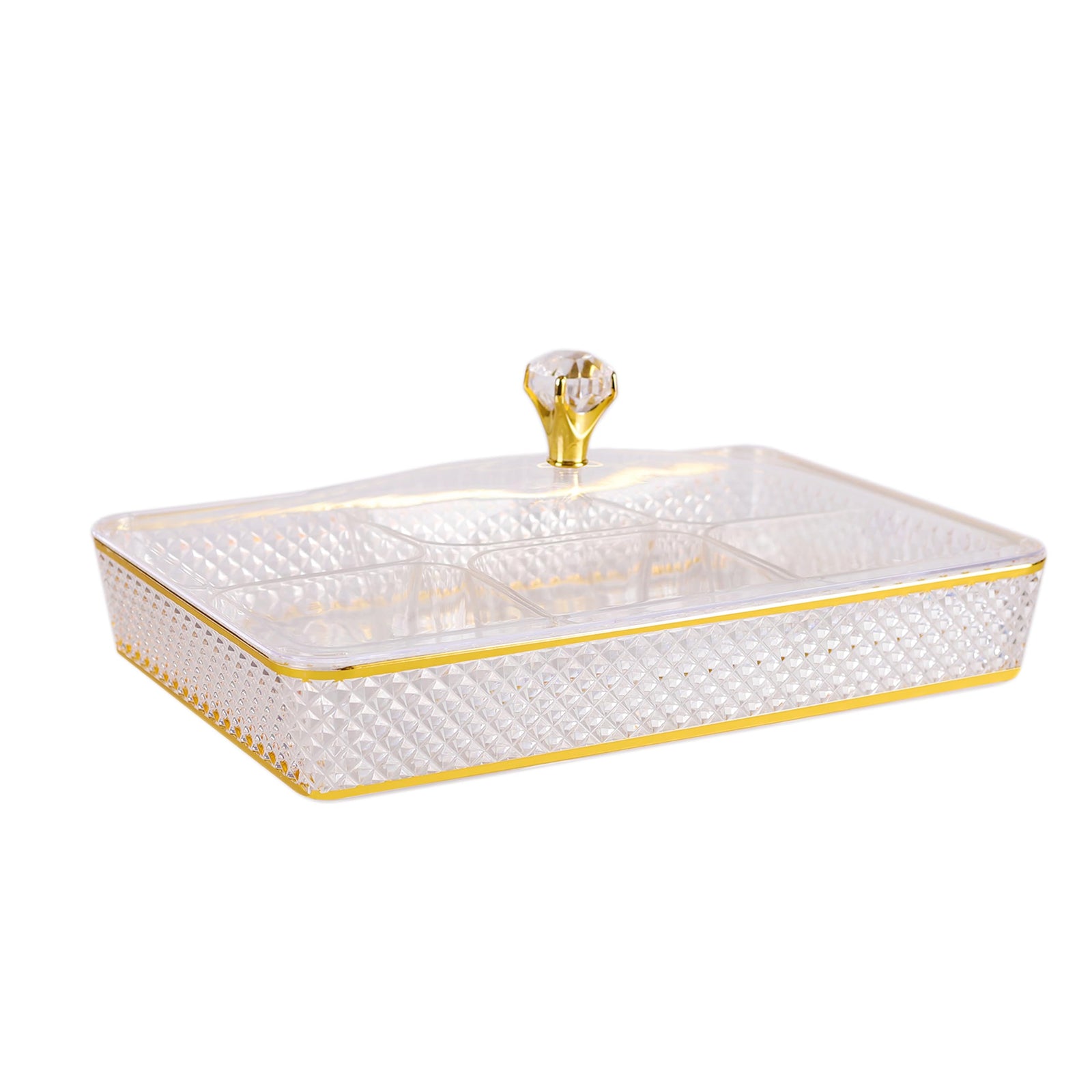 BLACKSTONE Acrylic Tray | Comes with Stylish Lid | Suitable for Storing Small items JH11G (Rect Box with Divider 40x27cm)