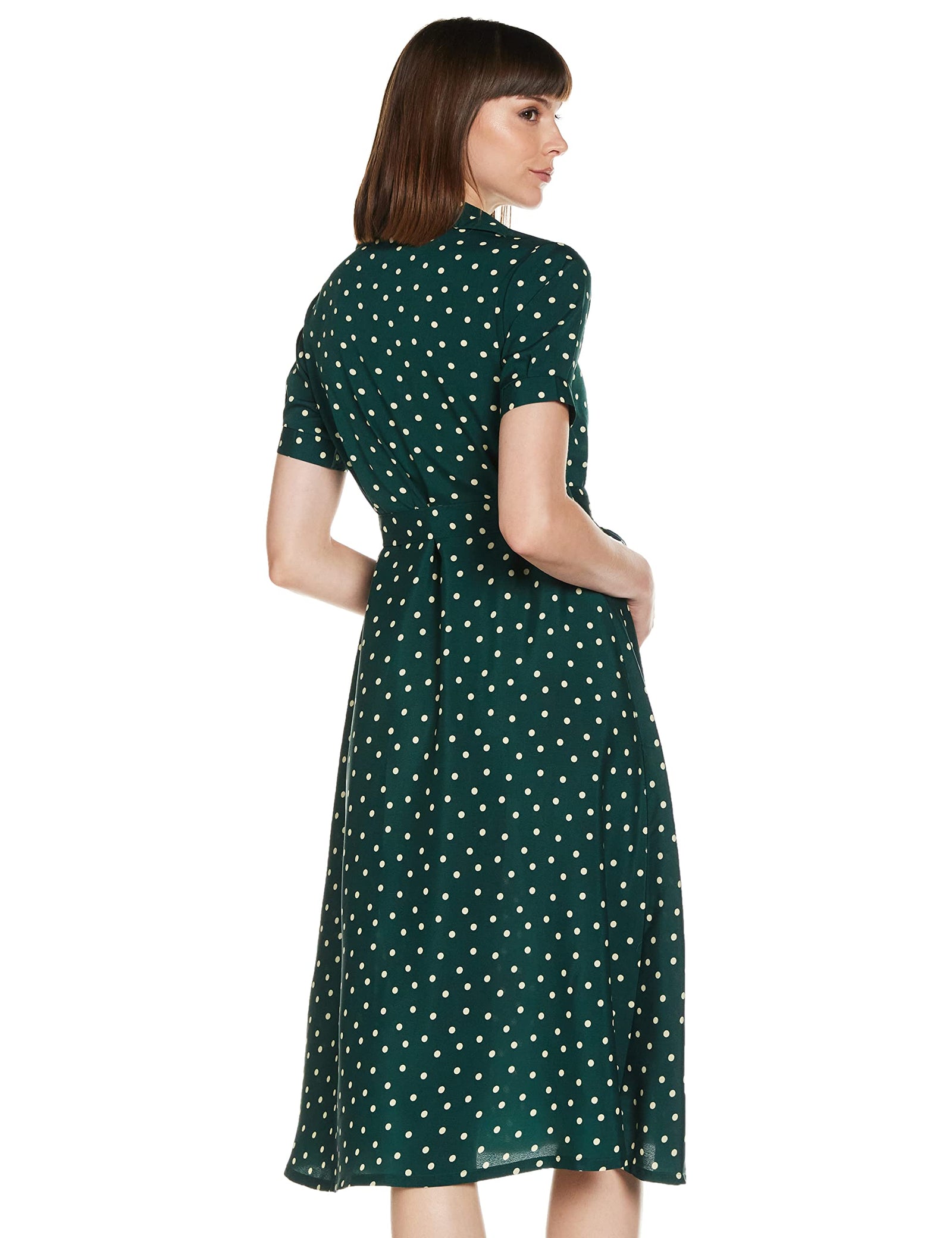 KRAVE Crepe Fit and Flare Casual Dress.EMERALD GREEN.XL