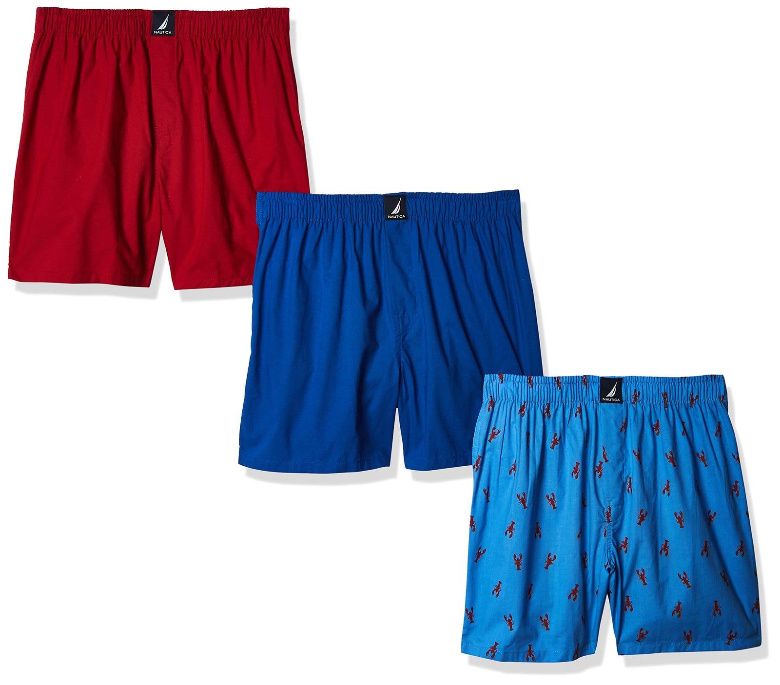 Nautica mens Cotton Woven 3 Pack Boxer Boxer Shorts.Sea Cobalt/Peacoat/Lobsteraero Blue.L