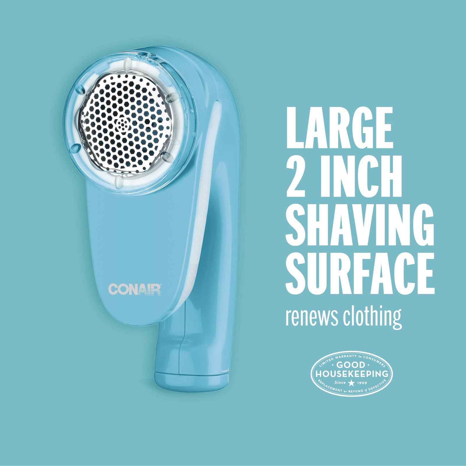 Conair Fabric Shaver and Lint Remover, Battery Operated Portable Fabric Shaver, Blue