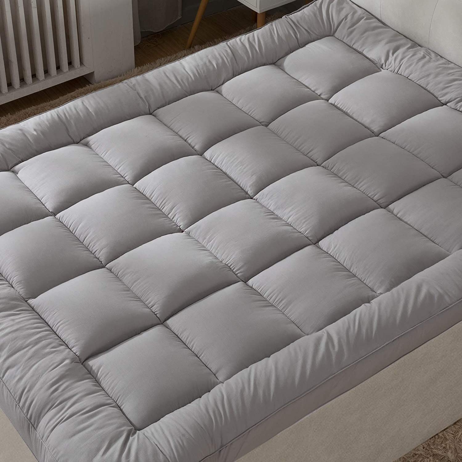 Sleep Well Single Soft Material Mattress Topper, Fabric, Grey (100x200cm)