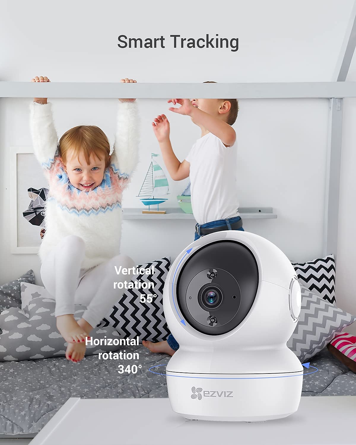 EZVIZ C6N Security Camera, 2K CCTV Camera for Home, Indoor WiFi Camera, Baby Monitor with Smart Motion Tracking, Excellent image, 8X Digital Zoom, Night Vision, Two-way Audio, H.265, Works With Alexa