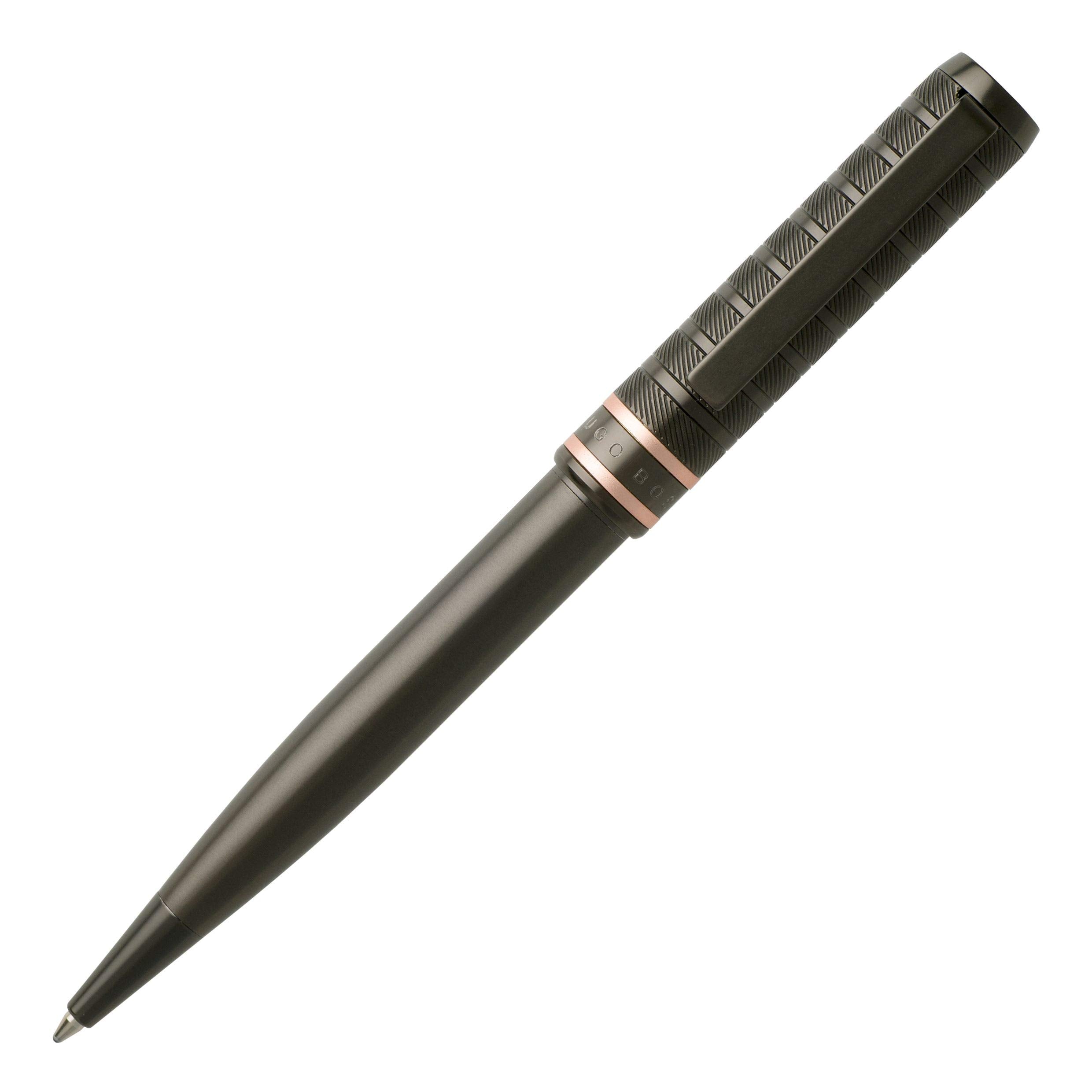 Hugo Boss HST8454D Level Structure Ballpoint Pen - Black and Rose Gold