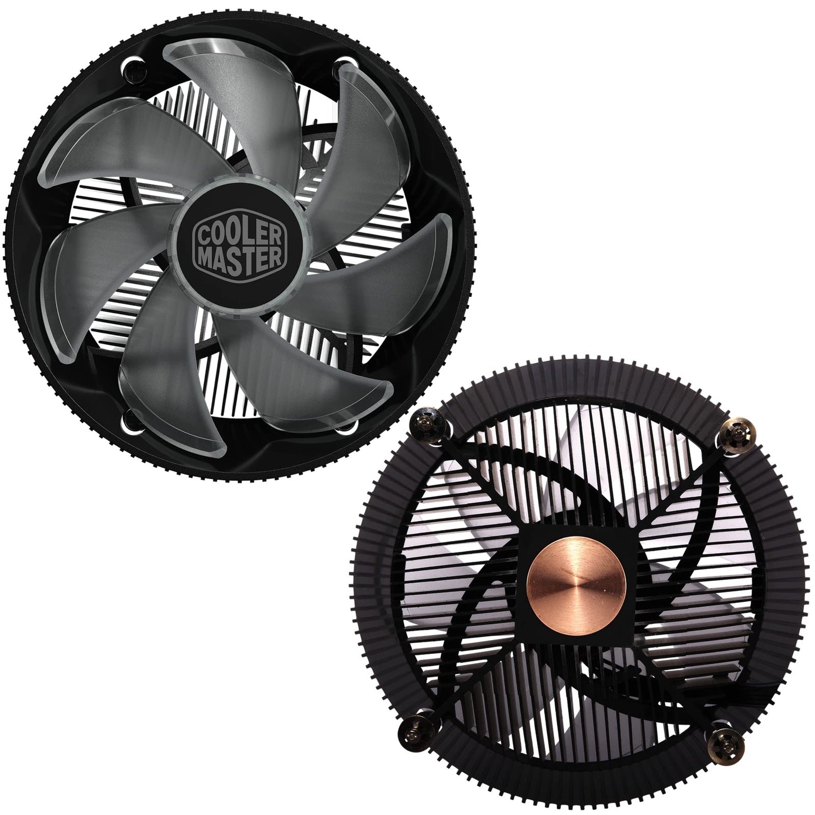 Cooler Master i71C RGB Intel Low Profile CPU Air Cooler, Anodized Black Aluminum Fins, Copper Insert Base, MF120 RGB 4 Pin Lighting Fan for Intel LGA1151, RR-I71C-20PC-R1, Copper Base