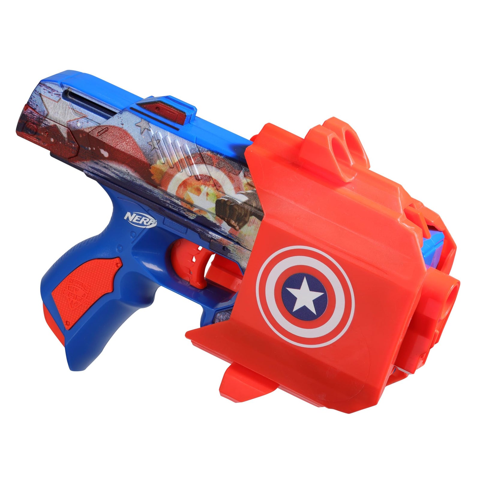 Nerf Marvel Captain America Dart Blaster, 10 Nerf Elite Darts, Holster, Toy Foam Blasters for 8 Year Old Boys & Girls