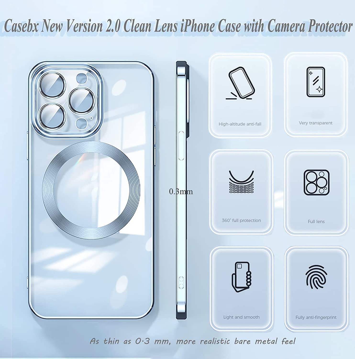 New Version 2.0 Clean Lens Case for iPhone 13 PRO with Camera Protector, HD MagSafe Compatible