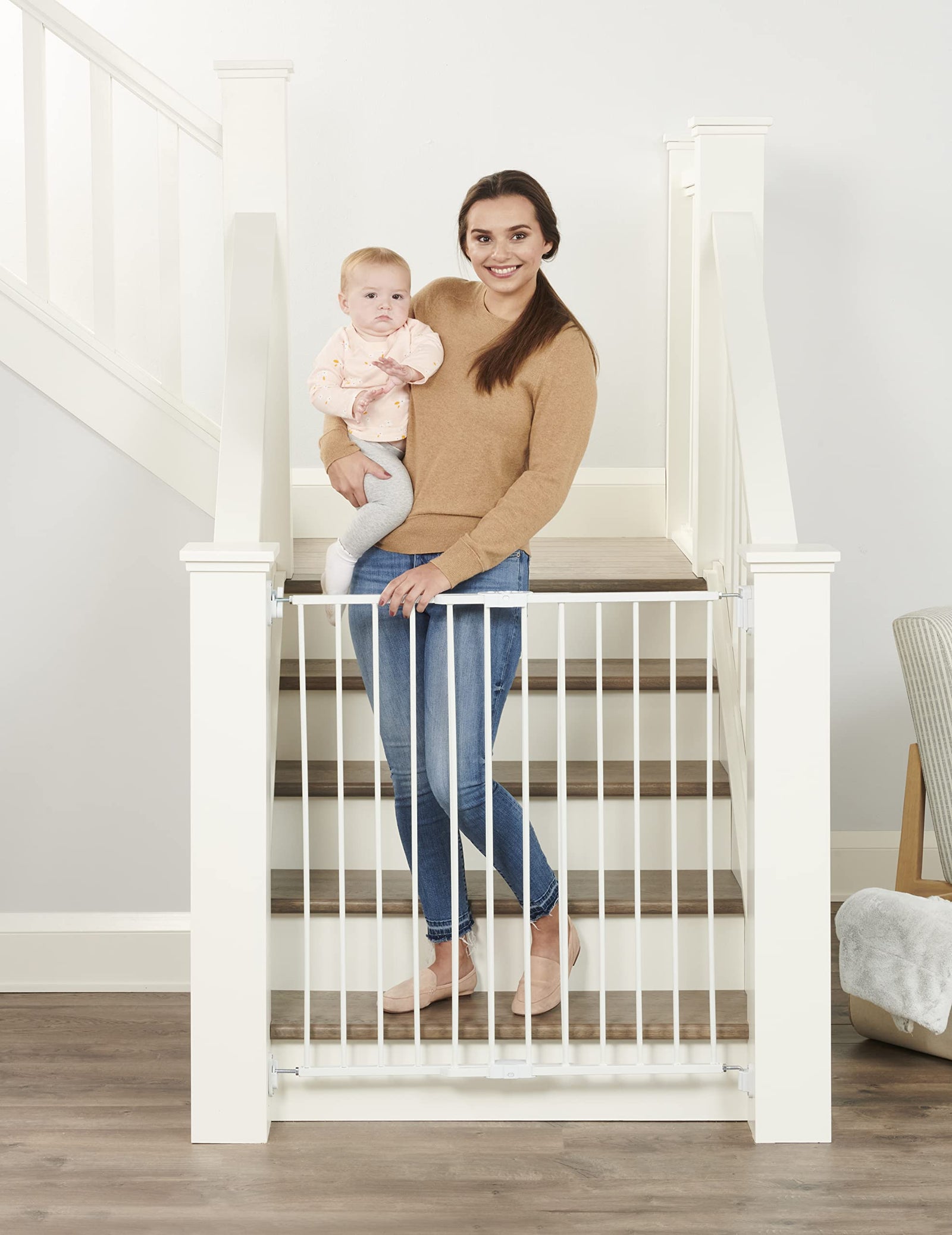 Regalo 2-in-1 Extra Tall Easy Swing Stairway and Hallway Walk Through Baby Gate, Black