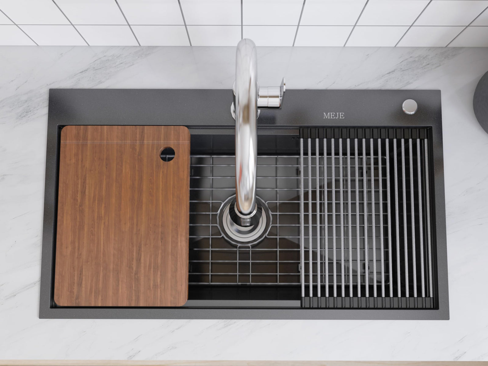 Black Stainless Steel Workstation Kitchen Sink