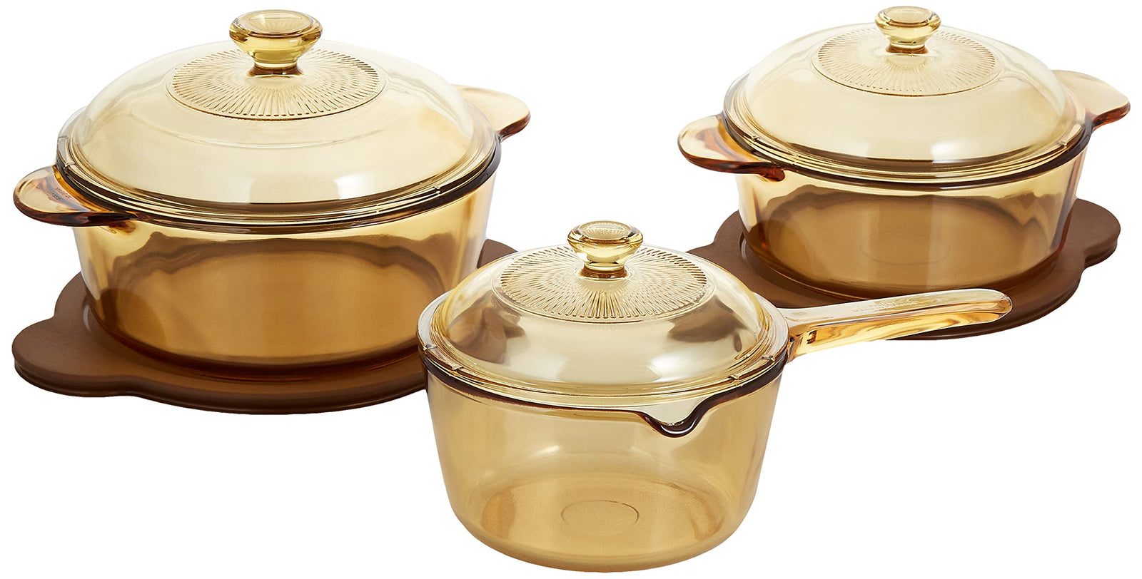 Visions Versa Pot 6 Piece Set, Brown, Glass